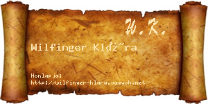 Wilfinger Klára névjegykártya